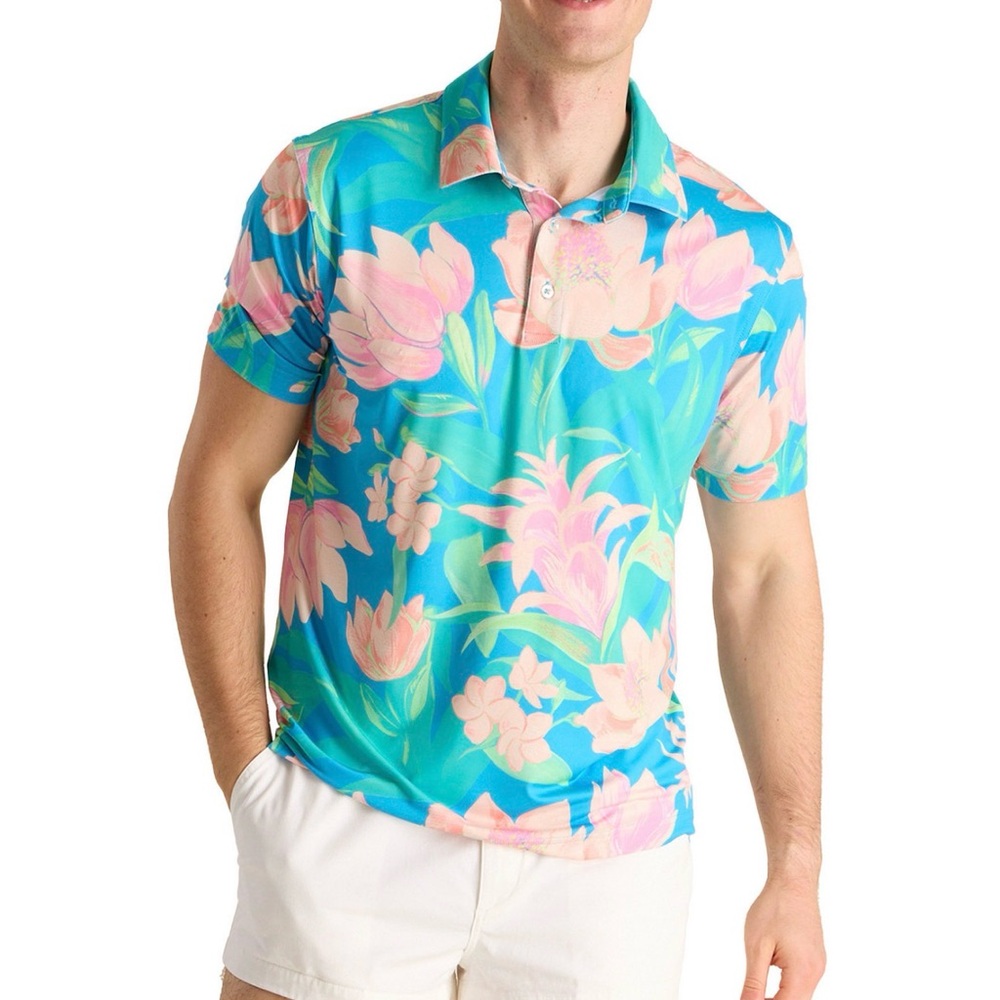 Chubbies Men's The Stop & Smell The Roses Performance Polo Shirt new